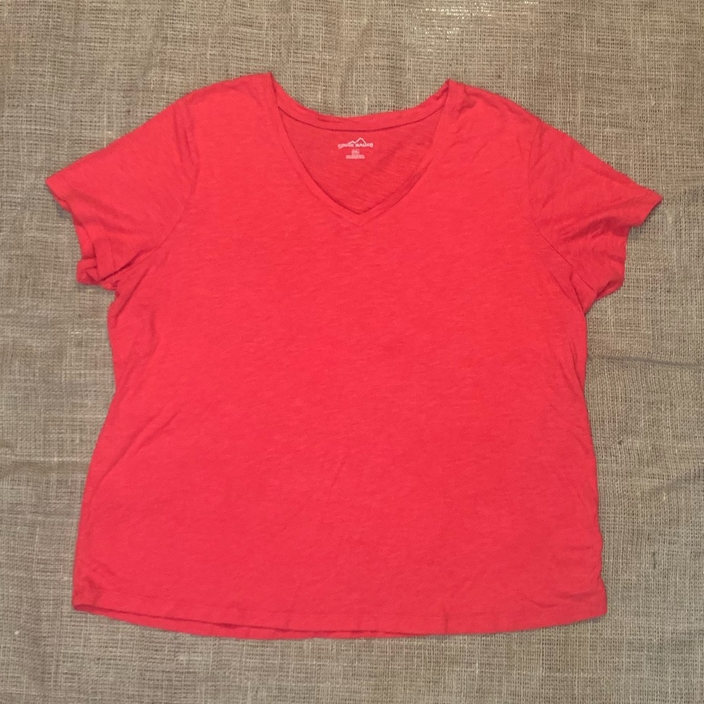 Eddie Bauer Red Women’s Favorite Short-Sleeve V-Neck T-Shirt, 2XL